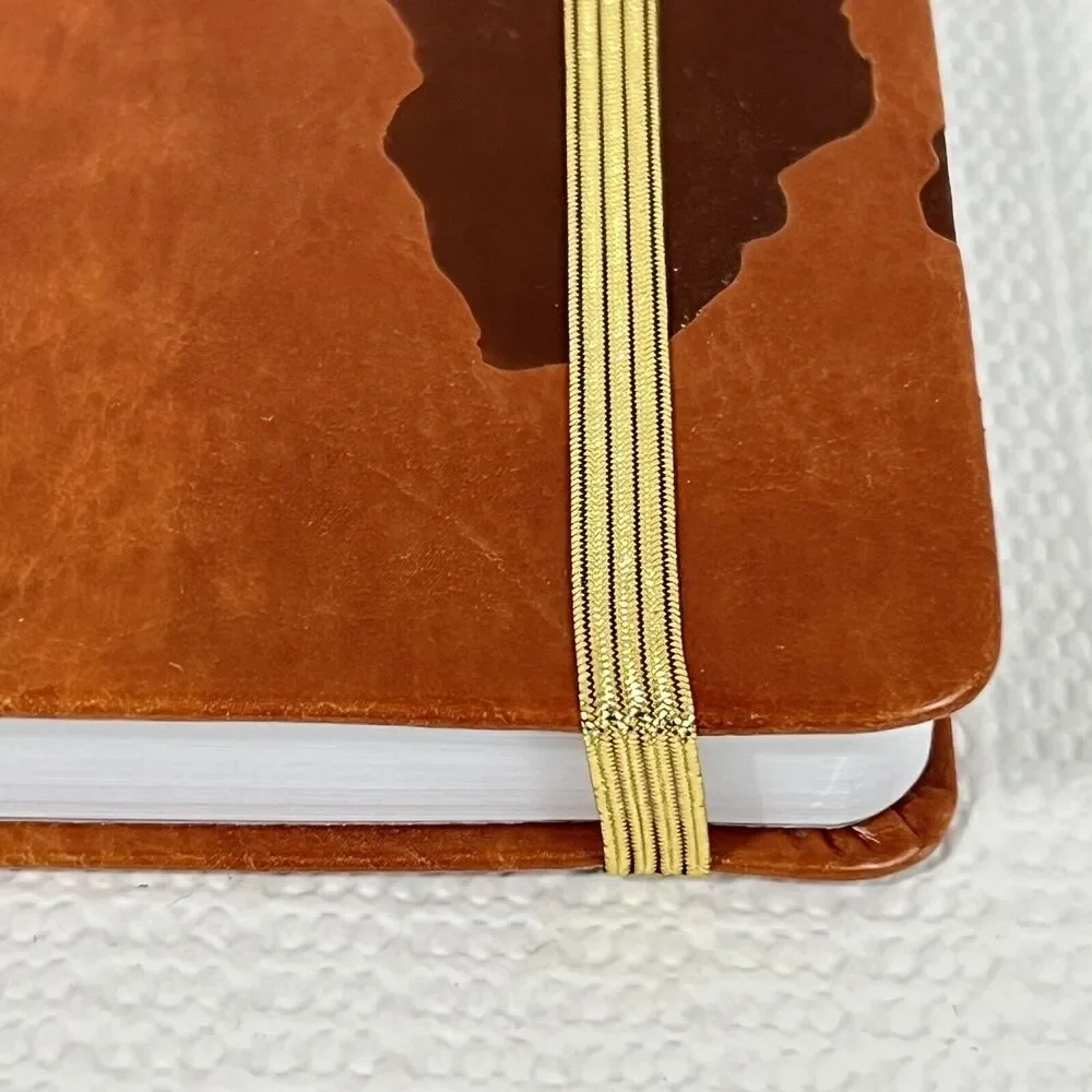 Eccolo TRAVEL Faux Leather Lined Hardcover Journal Notebook Brown Embossed
